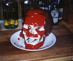 A plastic skull covered with Jello